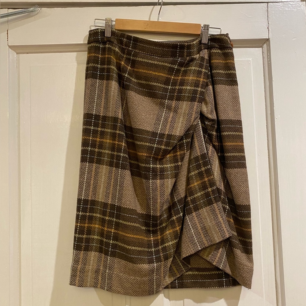 Cartonnier Plaid Wool Blend Pencil Skirt